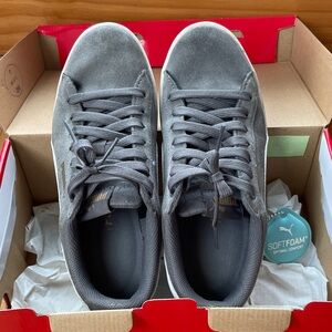 Puma Gray Suede Lace-Up Sneakers